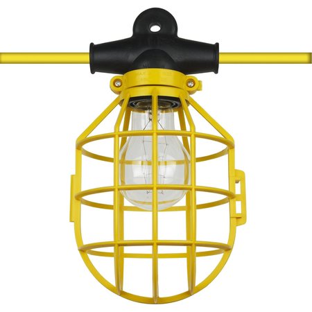 SUNLITE 50-Foot Commercial-Grade Cage Light String, 5 Medium Base Sockets E26, Yellow 50Ft 04223-SU